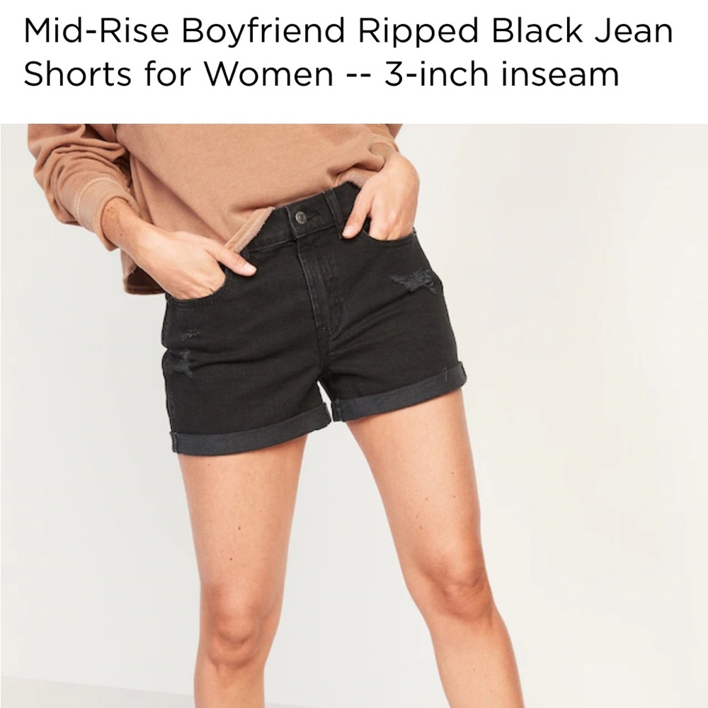 Black denim shorts